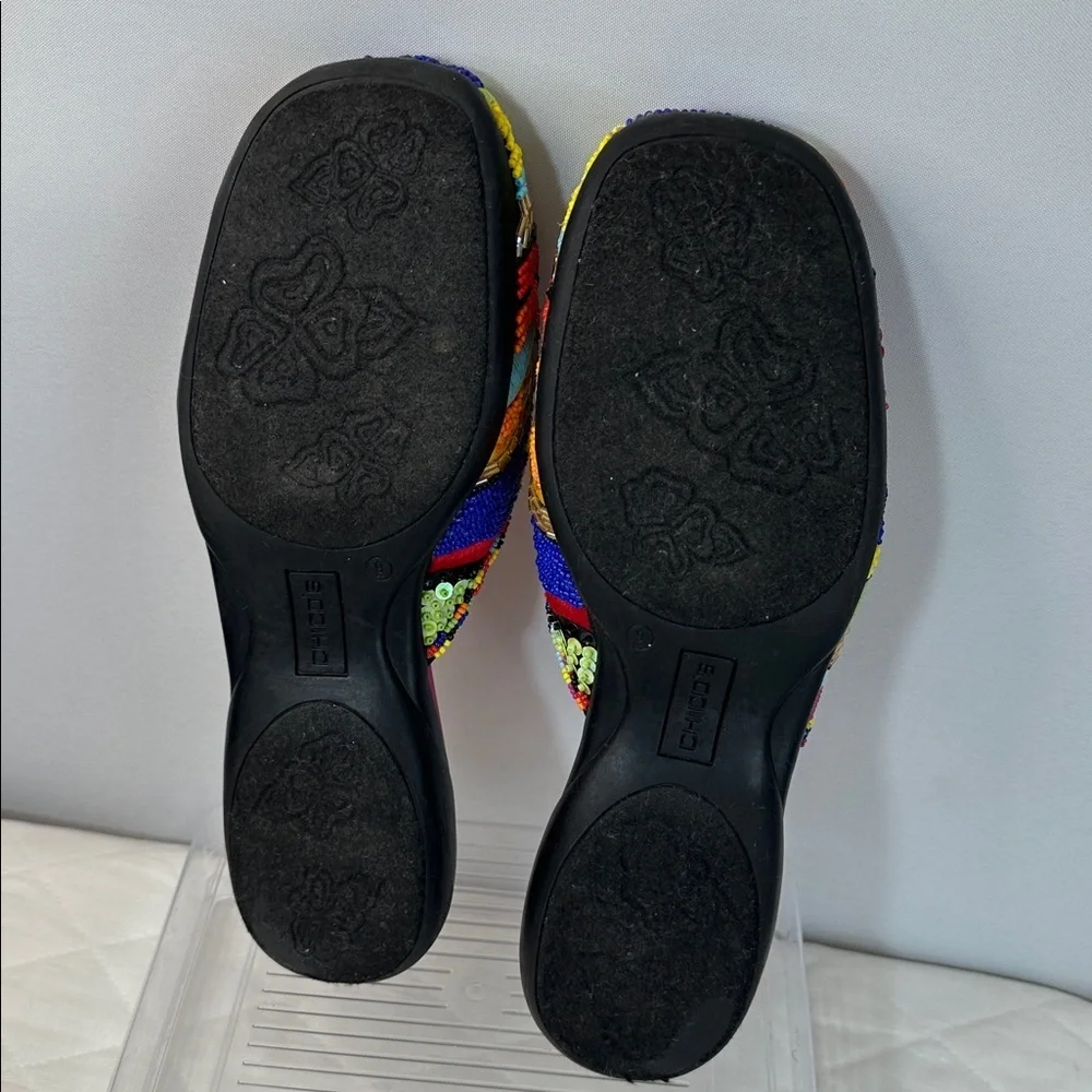 Chico's Key Largo Women Size 9 M Artsy Bold Beaded Sequins Mules Flat Slip On - Picture 4 of 5